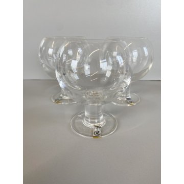 SET 3 CALICI CRISTALLO Arnolfo di Cambio DESIGN Sergio Asti "Perbere" 12cm/h '60