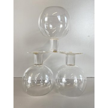 SET 3 CALICI CRISTALLO Arnolfo di Cambio DESIGN Sergio Asti "Perbere" 12cm/h '60