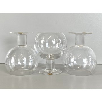 SET 3 CALICI CRISTALLO Arnolfo di Cambio DESIGN Sergio Asti "Perbere" 12cm/h '60
