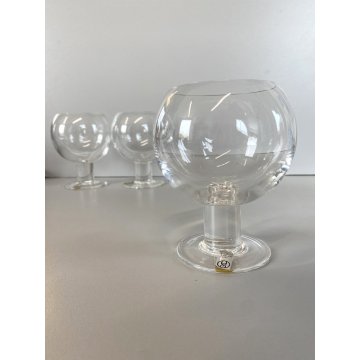 SET 3 CALICI CRISTALLO Arnolfo di Cambio DESIGN Sergio Asti "Perbere" 12cm/h '60