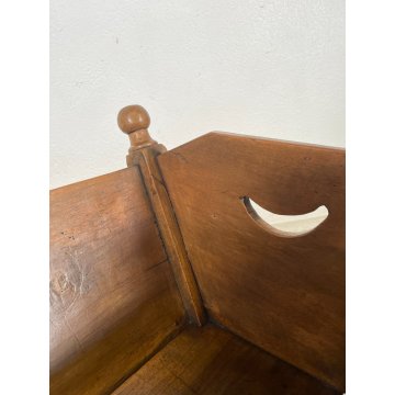 ANTICA CULLA DONDOLO LEGNO NOCE PORTA RIVISTE BAMBOLA LETTO FIORIERA EPOCA '800