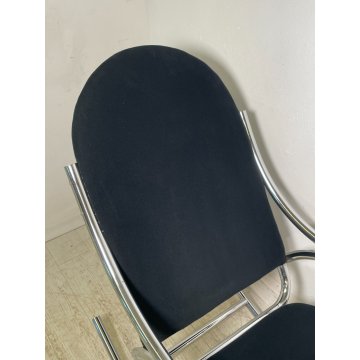 SEDIA A DONDOLO POLTRONA ANNI 70 DESIGN MILO BAUGHMAN VINTAGE METALLO CROMATO