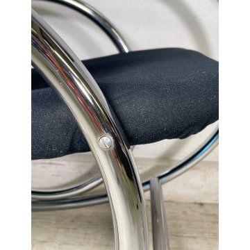 SEDIA A DONDOLO POLTRONA ANNI 70 DESIGN MILO BAUGHMAN VINTAGE METALLO CROMATO