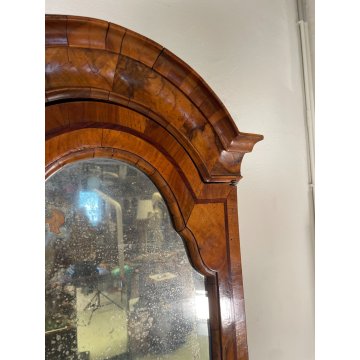 ANTICO TRUMEAU RIBALTA SCRITTOIO EPOCA '900 RADICA DI NOCE LATRONATO VETRINA