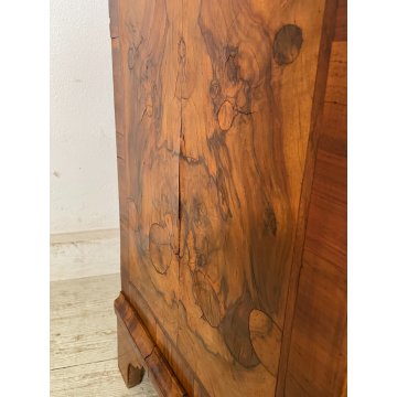 ANTICO TRUMEAU RIBALTA SCRITTOIO EPOCA '900 RADICA DI NOCE LATRONATO VETRINA