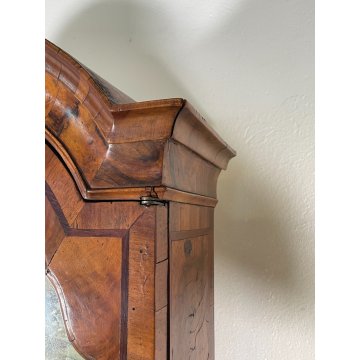 ANTICO TRUMEAU RIBALTA SCRITTOIO EPOCA '900 RADICA DI NOCE LATRONATO VETRINA