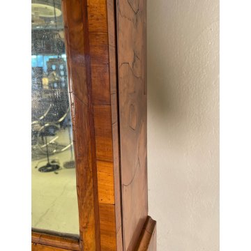 ANTICO TRUMEAU RIBALTA SCRITTOIO EPOCA '900 RADICA DI NOCE LATRONATO VETRINA