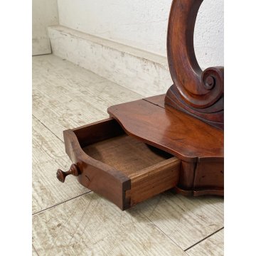 ANTICA PSICHE LEGNO NOCE SPECCHIO BASCULANTE CASSETTO EPOCA '800 BAROCCA OLD