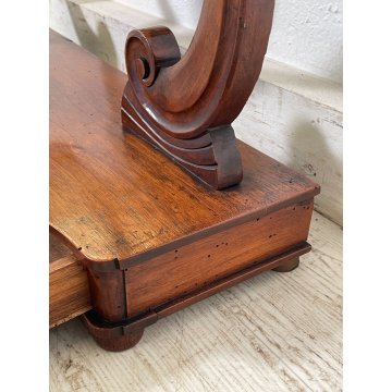 ANTICA PSICHE LEGNO NOCE SPECCHIO BASCULANTE CASSETTO EPOCA '800 BAROCCA OLD