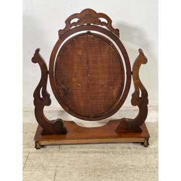 ANTICA PSICHE LEGNO NOCE SPECCHIO BASCULANTE CASSETTO EPOCA '800 BAROCCA OLD