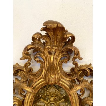 ANTICO GRANDE RELIQUIARIO A OSTENSORIO 14 RELIQUIE h 81 cm LEGNO DORATO '700