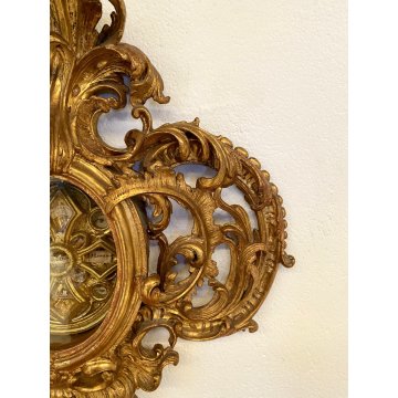 ANTICO GRANDE RELIQUIARIO A OSTENSORIO 14 RELIQUIE h 81 cm LEGNO DORATO '700