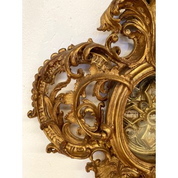 ANTICO GRANDE RELIQUIARIO A OSTENSORIO 14 RELIQUIE h 81 cm LEGNO DORATO '700