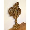 ANTICO GRANDE RELIQUIARIO A OSTENSORIO 14 RELIQUIE h 81 cm LEGNO DORATO '700