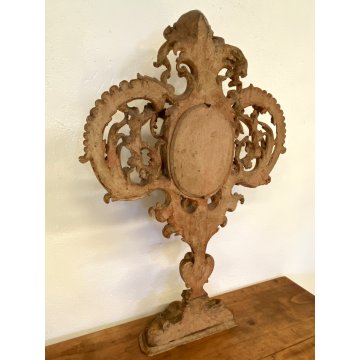 ANTICO GRANDE RELIQUIARIO A OSTENSORIO 14 RELIQUIE h 81 cm LEGNO DORATO '700