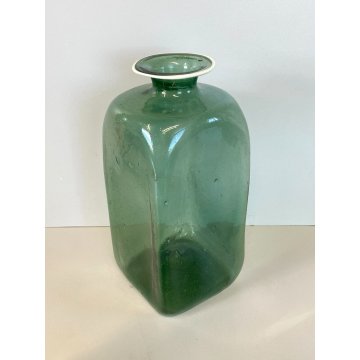 ANTICO VASO BOTTIGLIA VETRO SOFFIATO MURANO VENINI VERDE PORTA FIORI EPOCA 1930