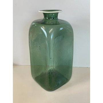 ANTICO VASO BOTTIGLIA VETRO SOFFIATO MURANO VENINI VERDE PORTA FIORI EPOCA 1930