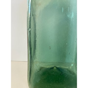 ANTICO VASO BOTTIGLIA VETRO SOFFIATO MURANO VENINI VERDE PORTA FIORI EPOCA 1930