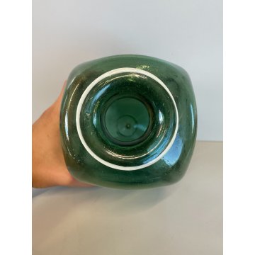 ANTICO VASO BOTTIGLIA VETRO SOFFIATO MURANO VENINI VERDE PORTA FIORI EPOCA 1930