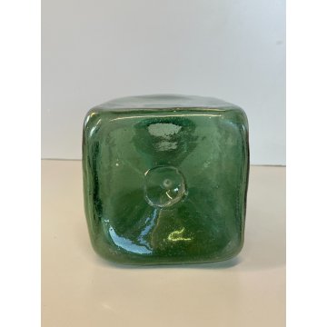 ANTICO VASO BOTTIGLIA VETRO SOFFIATO MURANO VENINI VERDE PORTA FIORI EPOCA 1930