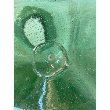 ANTICO VASO BOTTIGLIA VETRO SOFFIATO MURANO VENINI VERDE PORTA FIORI EPOCA 1930