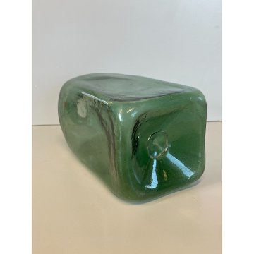 ANTICO VASO BOTTIGLIA VETRO SOFFIATO MURANO VENINI VERDE PORTA FIORI EPOCA 1930