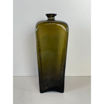 ANTICO VASO BOTTIGLIA VETRO SOFFIATO MURANO VERDE OLIVA PORTA FIORI EPOCA 1930
