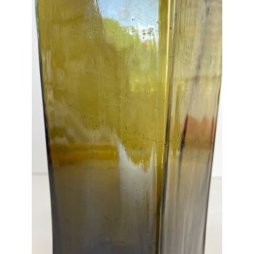 ANTICO VASO BOTTIGLIA VETRO SOFFIATO MURANO VERDE OLIVA PORTA FIORI EPOCA 1930