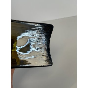 ANTICO VASO BOTTIGLIA VETRO SOFFIATO MURANO VERDE OLIVA PORTA FIORI EPOCA 1930
