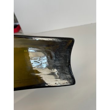 ANTICO VASO BOTTIGLIA VETRO SOFFIATO MURANO VERDE OLIVA PORTA FIORI EPOCA 1930