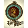 APPLIQUE PARETE 3 FIAMME DECORATIVA BRONZO DORATO MEDAGLIONE RITRATTO