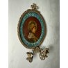 APPLIQUE PARETE 3 FIAMME DECORATIVA BRONZO DORATO MEDAGLIONE RITRATTO