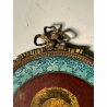 APPLIQUE PARETE 3 FIAMME DECORATIVA BRONZO DORATO MEDAGLIONE RITRATTO