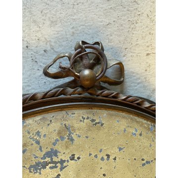 APPLIQUE PARETE 3 FIAMME DECORATIVA BRONZO DORATO MEDAGLIONE RITRATTO