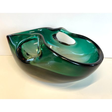 GRANDE VASO CESTINO BOWL SVUOTATASCHE VETRO MURANO fumè DESIGN MID CENTURY h16cm