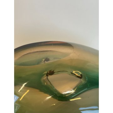 GRANDE VASO CESTINO BOWL SVUOTATASCHE VETRO MURANO fumè DESIGN MID CENTURY h16cm