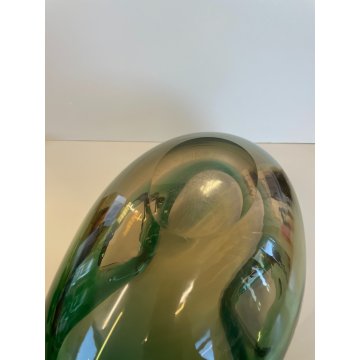GRANDE VASO CESTINO BOWL SVUOTATASCHE VETRO MURANO fumè DESIGN MID CENTURY h16cm