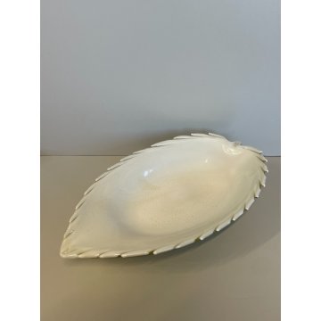 CIOTOLA VETRO INCAMICIATO MURANO A FOGLIA CENTROTAVOLA VASO ANNI 60 VERDE ORO