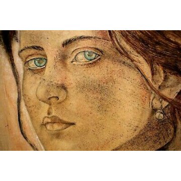  QUADRO DIPINTO OLIO TAVOLA Santo Forlini  "Modella" VOLTO RITRATTO DONNA 1982
