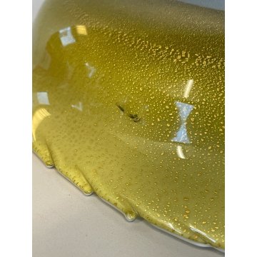 CIOTOLA VETRO INCAMICIATO MURANO A FOGLIA CENTROTAVOLA VASO ANNI 60 VERDE ORO
