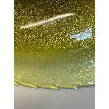 CIOTOLA VETRO INCAMICIATO MURANO A FOGLIA CENTROTAVOLA VASO ANNI 60 VERDE ORO