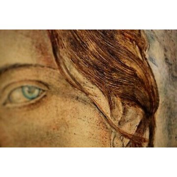  QUADRO DIPINTO OLIO TAVOLA Santo Forlini  "Modella" VOLTO RITRATTO DONNA 1982