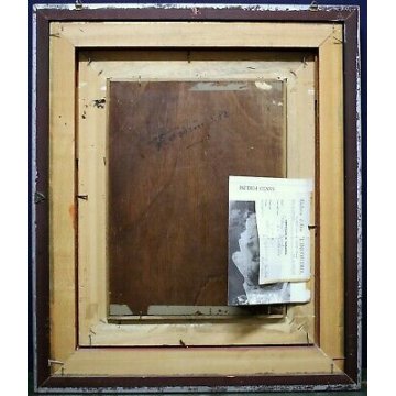  QUADRO DIPINTO OLIO TAVOLA Santo Forlini  "Modella" VOLTO RITRATTO DONNA 1982