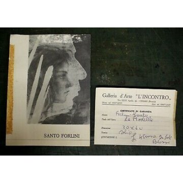  QUADRO DIPINTO OLIO TAVOLA Santo Forlini  "Modella" VOLTO RITRATTO DONNA 1982