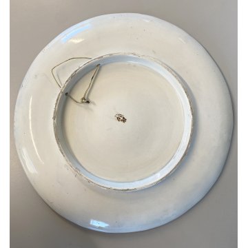 ANTICO PIATTO PARATA CERAMICA Lodigiana DECORO UCCELLI SMALTO POLICROMO
