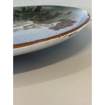 ANTICO PIATTO PARATA CERAMICA Lodigiana DECORO UCCELLI SMALTO POLICROMO