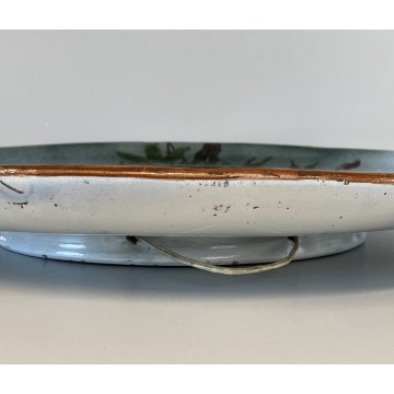 ANTICO PIATTO PARATA CERAMICA Lodigiana DECORO UCCELLI SMALTO POLICROMO