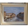 ANTICO QUADRO DIPINTO Maggioni Ferma EPOCA 900 PAESAGGIO Milano FIUME NAVIGLIO