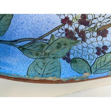 ANTICO PIATTO PARATA CERAMICA Lodigiana DECORO UCCELLI SMALTO POLICROMO