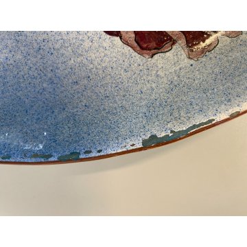 ANTICO PIATTO PARATA CERAMICA Lodigiana DECORO UCCELLI SMALTO POLICROMO